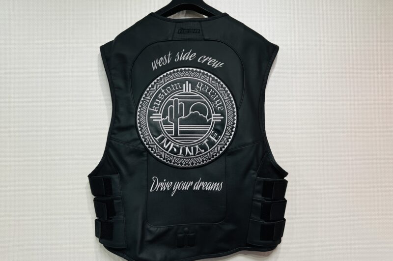 kustom garage INFINATE様　革ベスト持ち込み刺繍加工