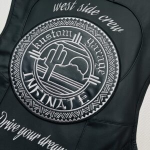 kustom garage INFINATE様　革ベスト持ち込み刺繍加工